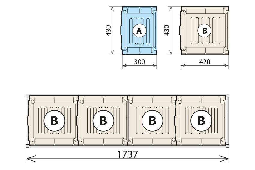 Fermostock 4 vassoi di raccolta 460x1470 per 6611/6622/6811 - 4xL