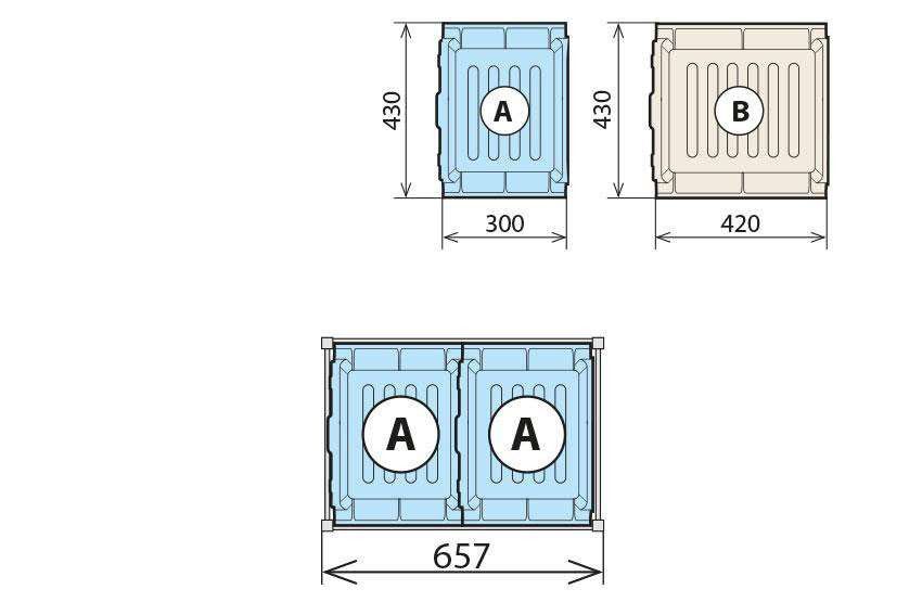 Fermostock 2 vassoi di raccolta 460x1470 per 6611/6622/6811 - 2xA