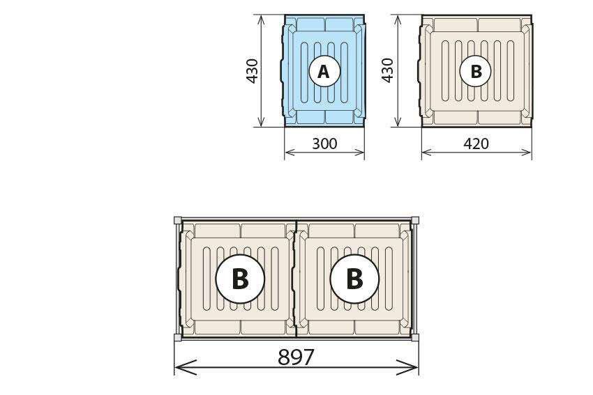 Fermostock 2 vassoi di raccolta 460x1470 per 6611/6622/6811 - 2xL