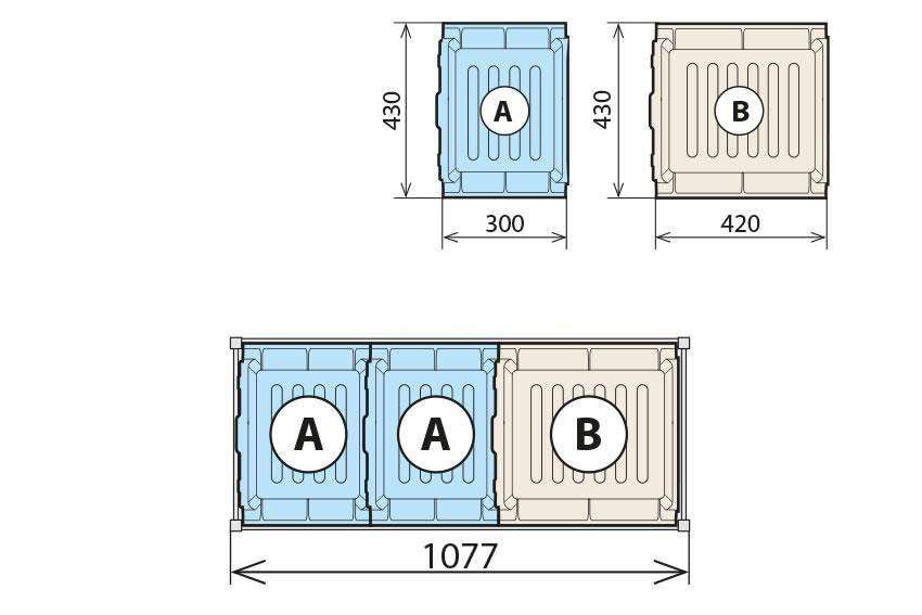 Fermostock 3 vassoi di raccolta 460x1050 per 6611/6622/6811 - 2xA 1xB